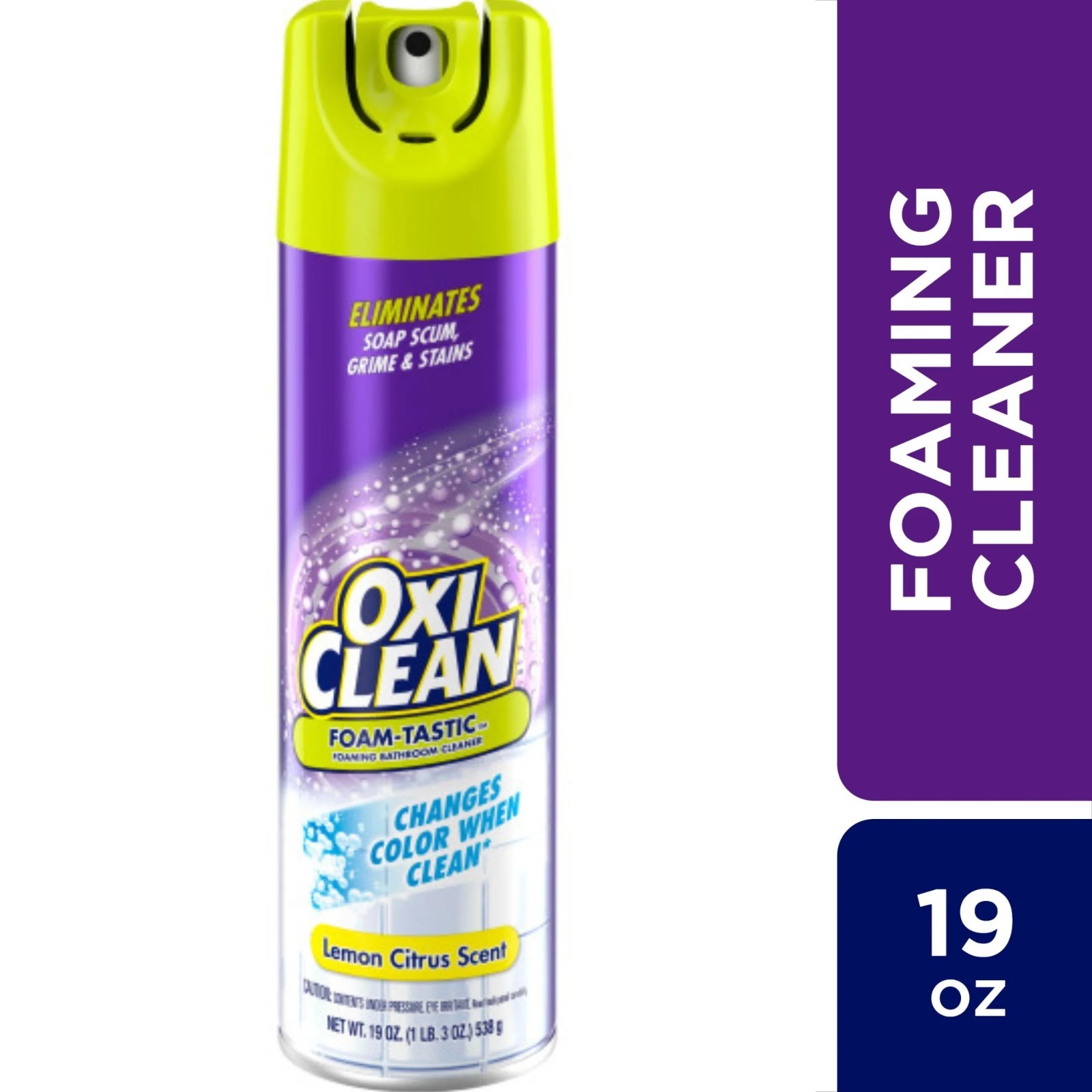 OxiClean Foam-Tastic Bathroom Cleaner, Lemon Scent, 19 oz