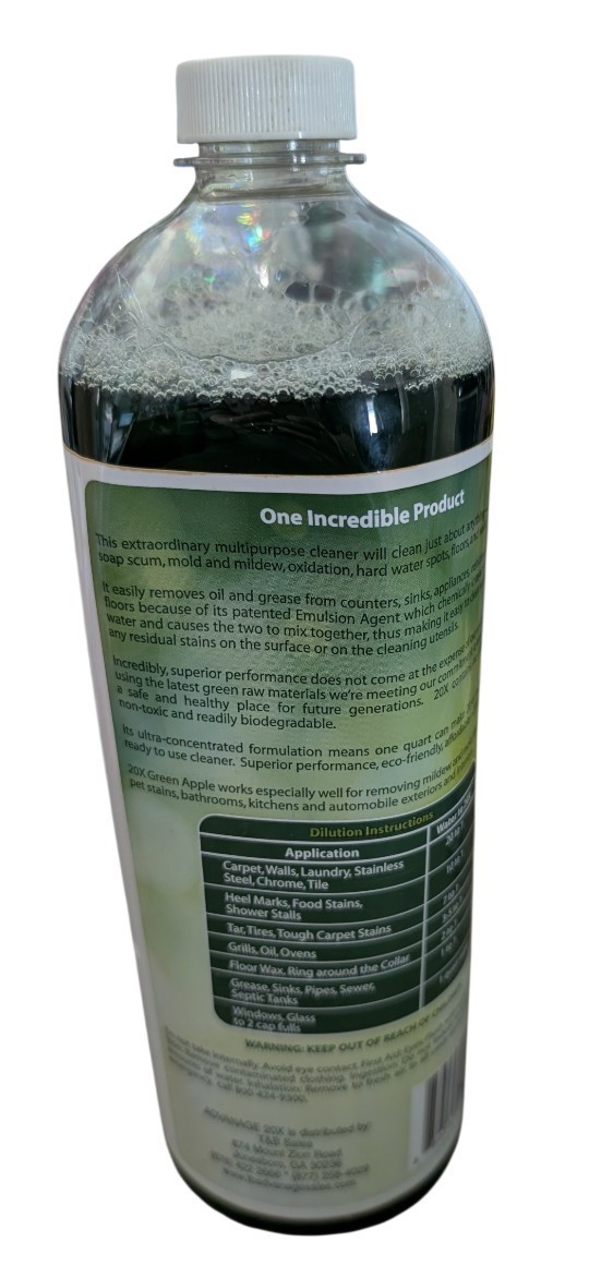 ADVANAGE 20X Green Apple Multi-Purpose Cleaner Concentrated 32oz New