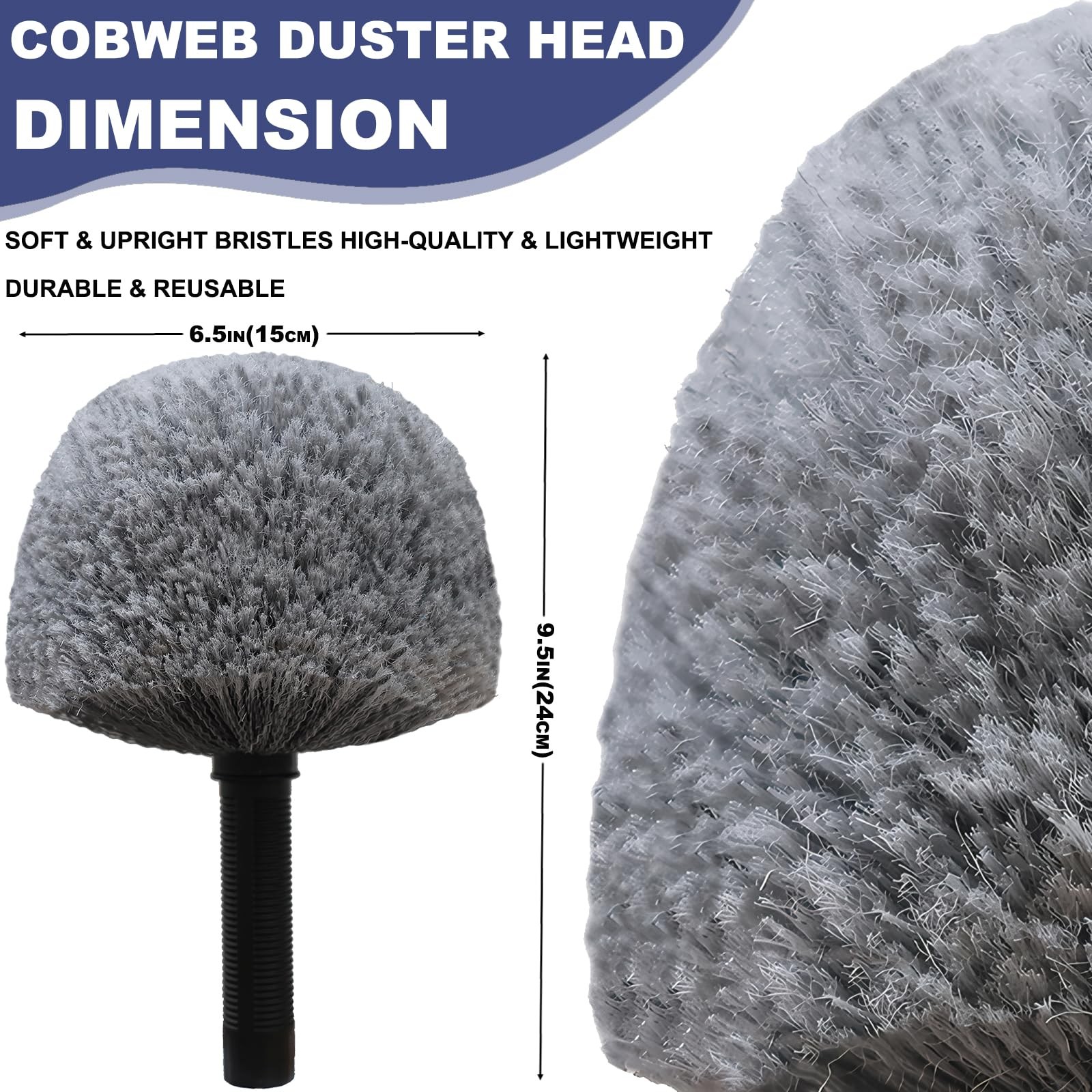 2 Pack Grey Twist-On Cobweb Duster Head Brush – Fits Standard 3/4 inch Thread…