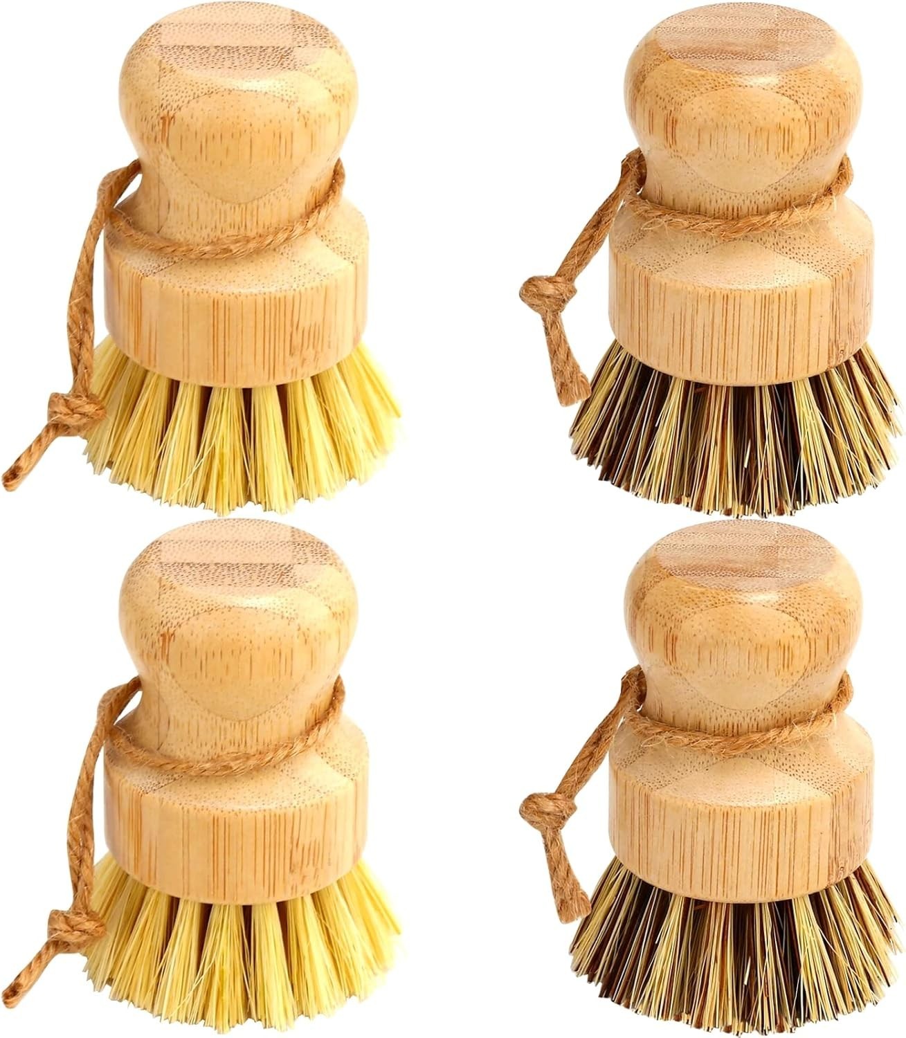 Bamboo Dish Brush Set 4 Pcs Palm Wooden Dish Scrubber Brush Dish Brushes