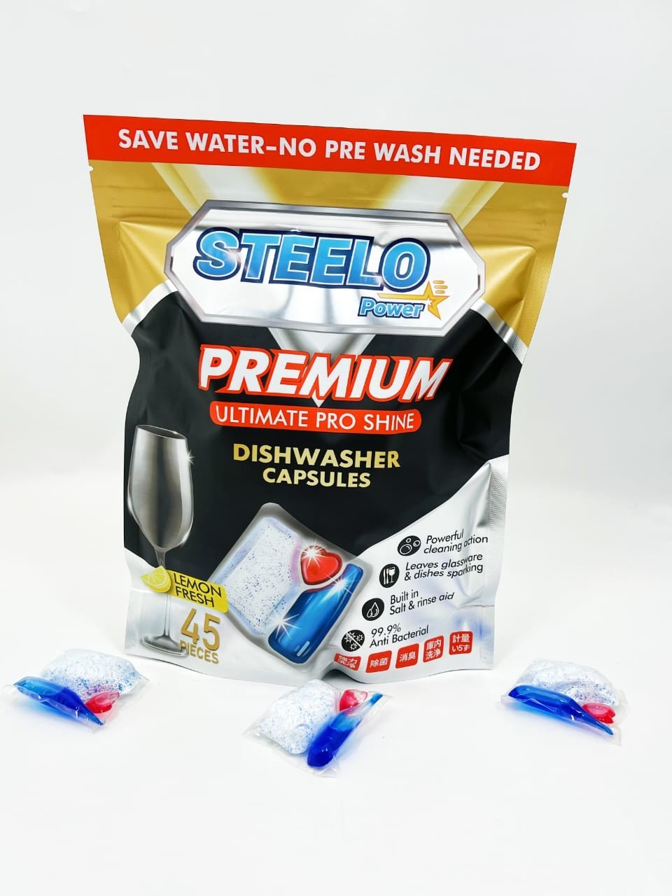 HOME DISHWASHER CAPSULES 45 PCS PACK BASIC FACTORY SEALED CLEANING DETERGENT