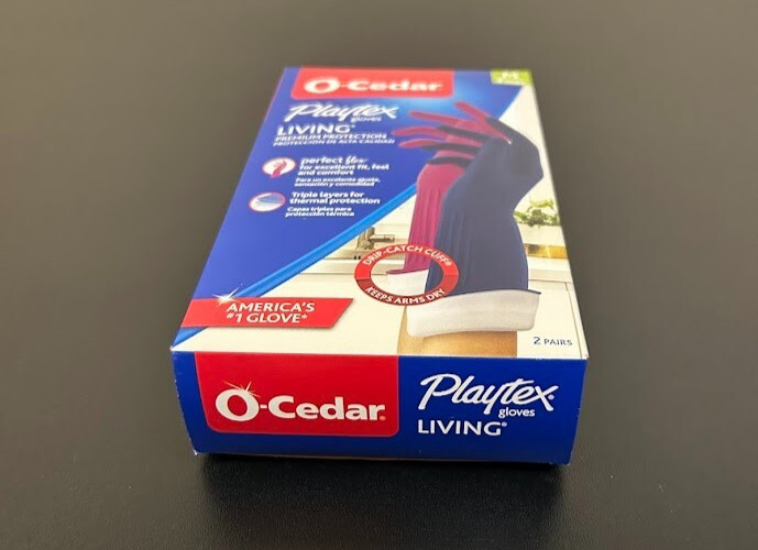 O-CEDAR PLAYTEX Kitchen Cleaning GLOVES SIZE Medium 1 PAIR WITH DRIP-CATCH CUFF!