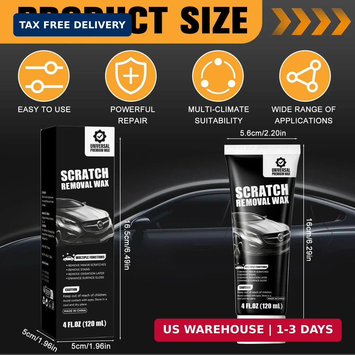 2Pcs Car Scratch Remover Wax, Universal Premium Polishing Compound for Deep Scra