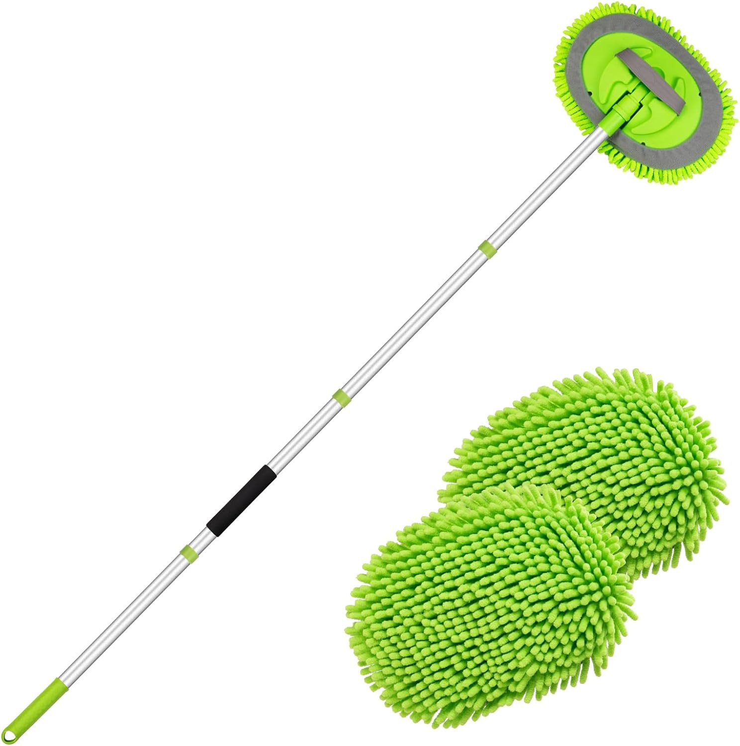 62″ Car Wash Brush Kit Mitt Mop Sponge with Long Handle Chenille Microfiber Car