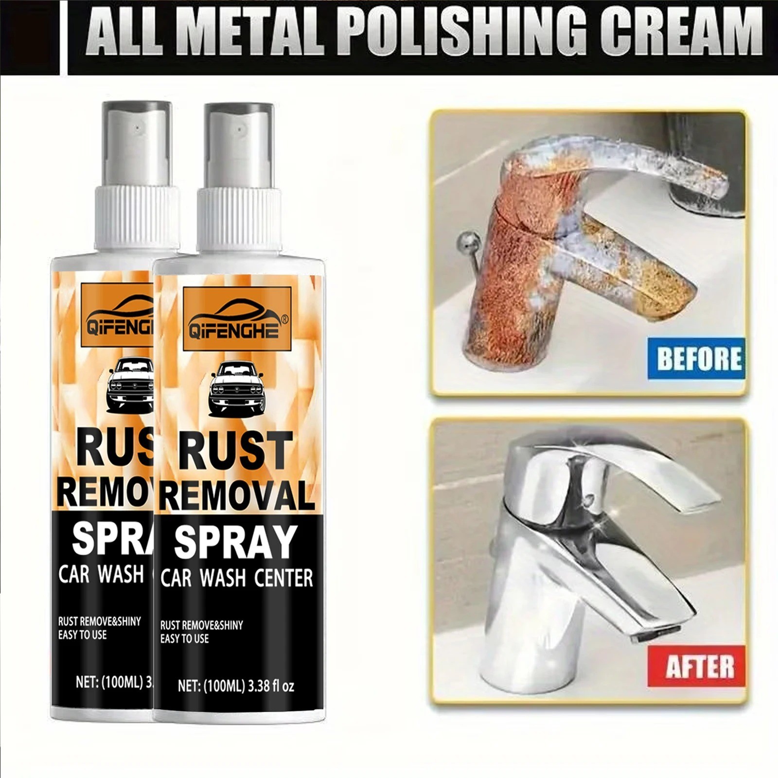Rust Remover Spray for Metal Iron Steel Chrome Fast Acting Cleaner Safe*