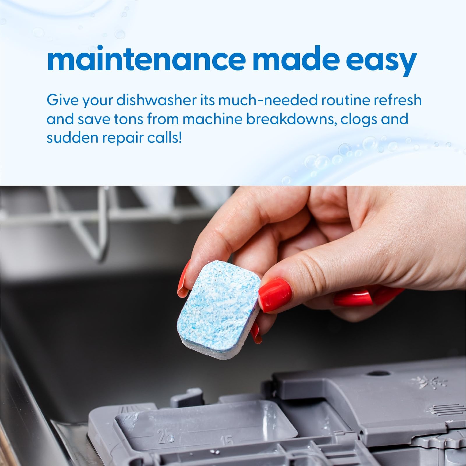 Dishwasher Cleaner Tablets Fresh Apple Scented 24 Tablets 1-Year Supply M3