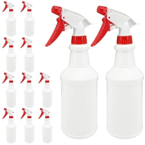 12 Pack 16 Oz Spray Bottles – Reusable Plastic Cleaning & Garden Spray Bottles