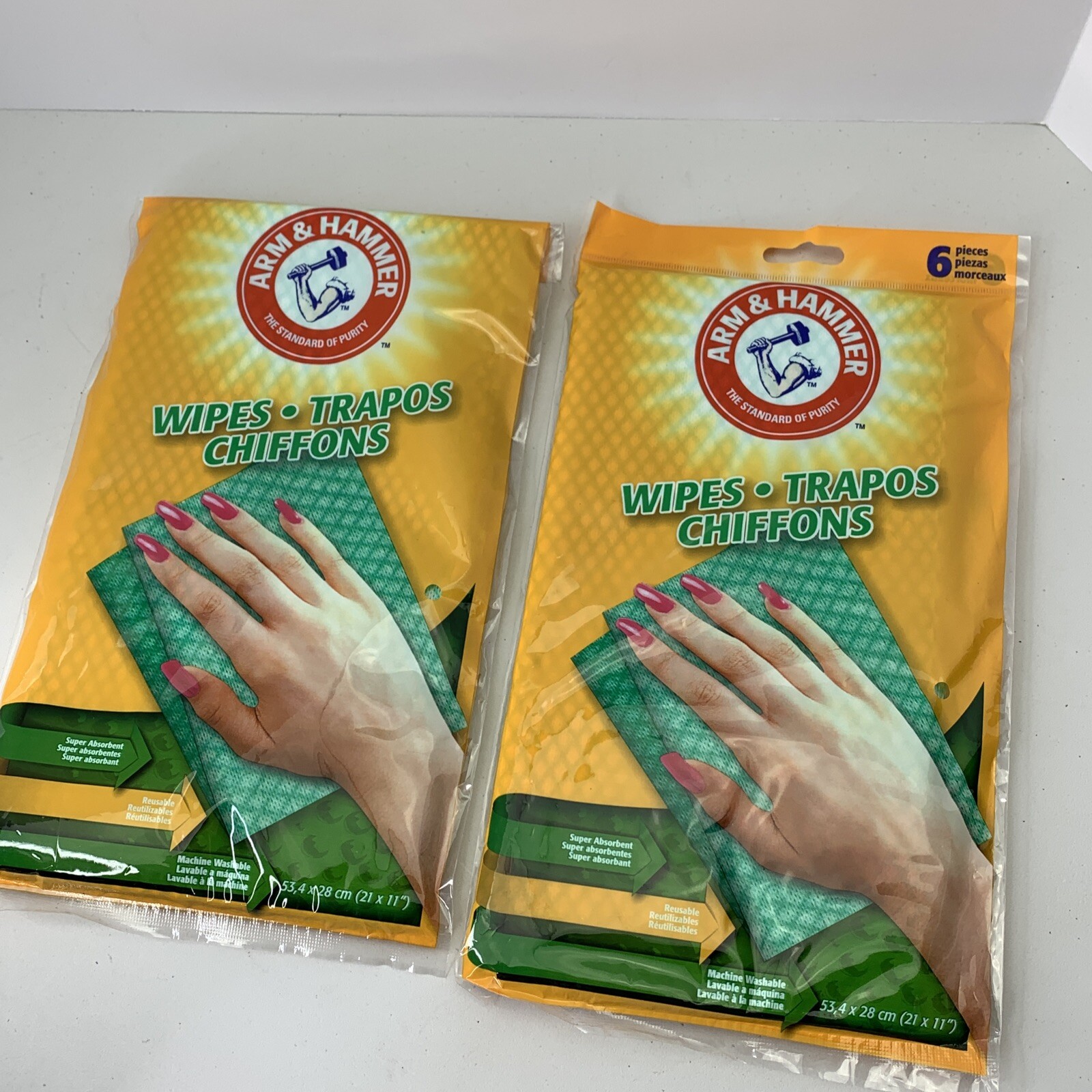 ARM& HAMMER WIPES REUSABLE (2 PACKAGES)6 PIECES EACH =12, 21″X 11″ NEW SEALED