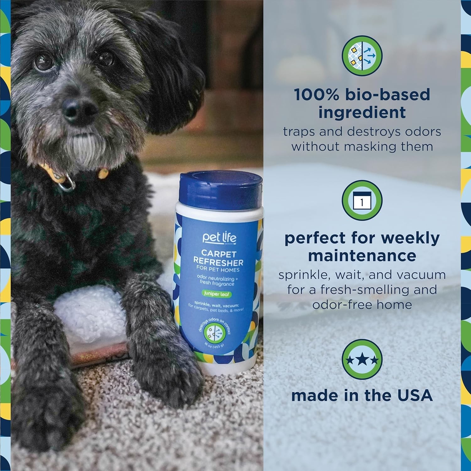 16oz Carpet Deodorizer Powder – Eliminate Pet Odors with Juniper Fresh Scent