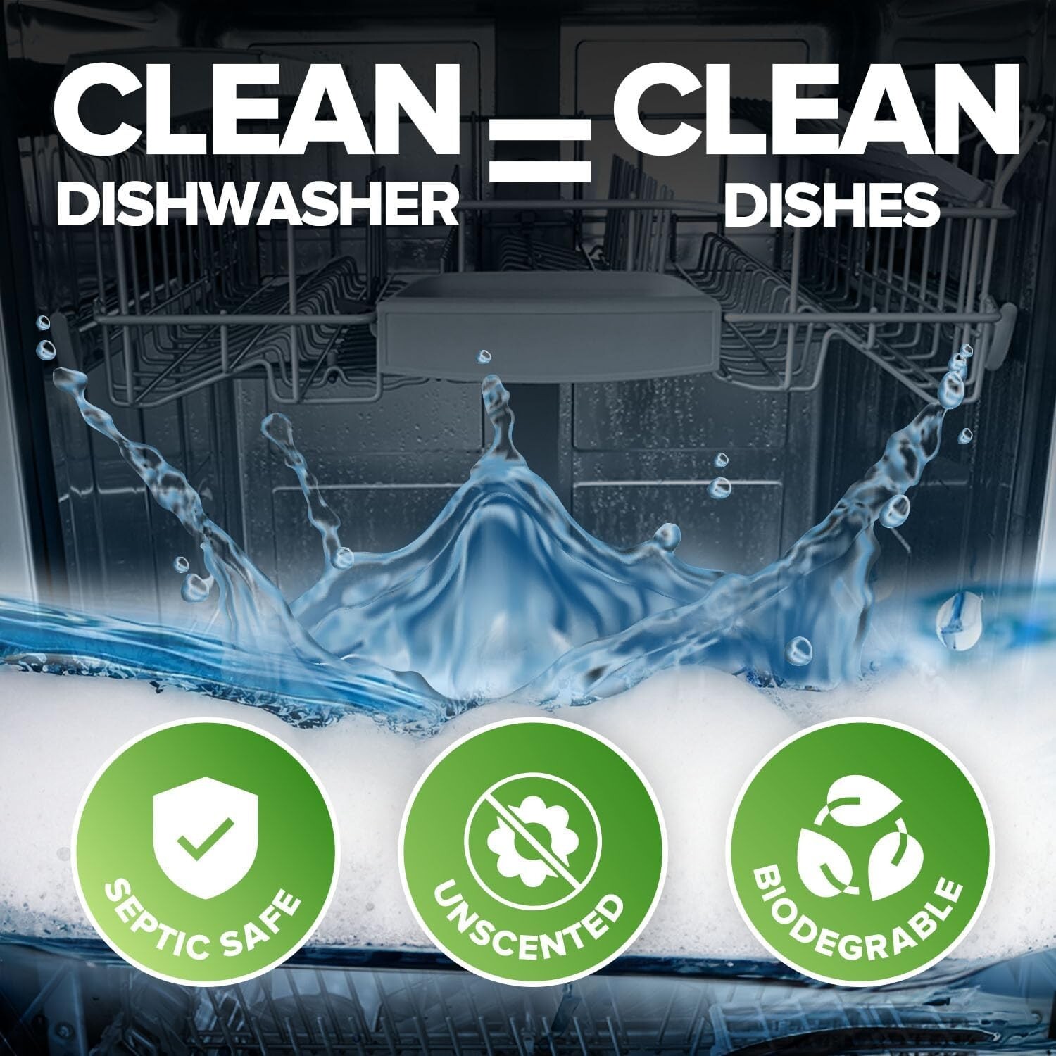 Heavy Duty Dishwasher Cleaner and Deodorizer Tablets, Descaler, Deep Cleaning