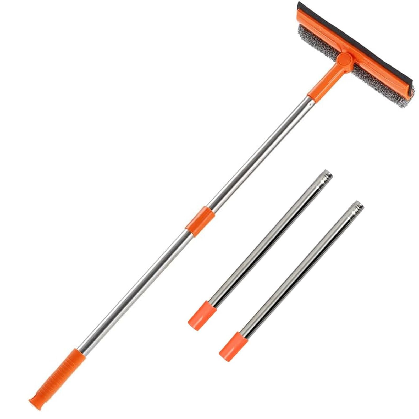 Professional 2 in 1 Window Squeegee with 68″ Long Stainless Steel Handle,Micr