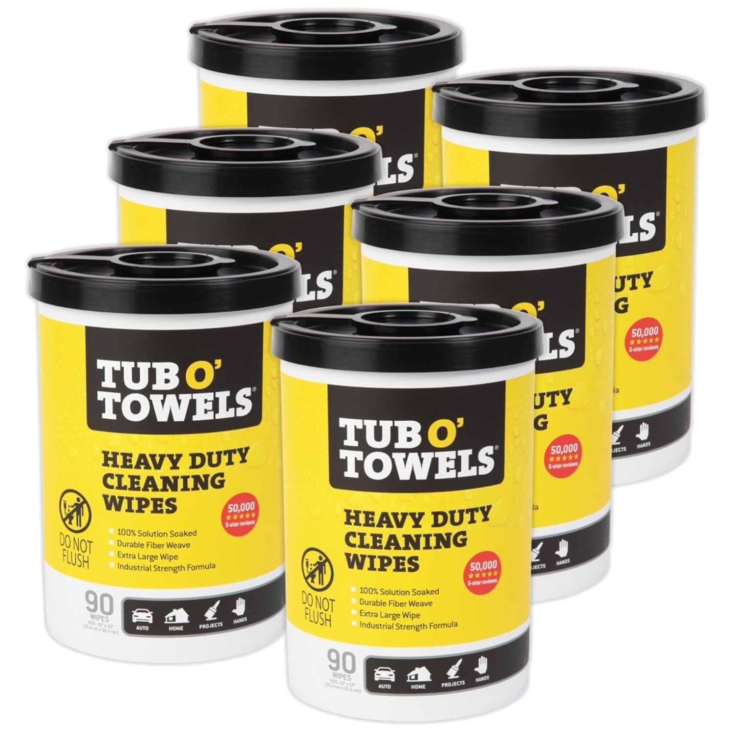 Tub O Towels TW90 Citrus Scented Wipes, 6-Pack