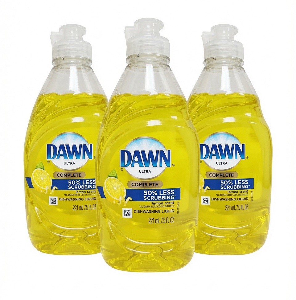 Dawn Ultra 50% Less Scrubbing Dishwashing Liquid for Dishes, Lemon, 3 Pack