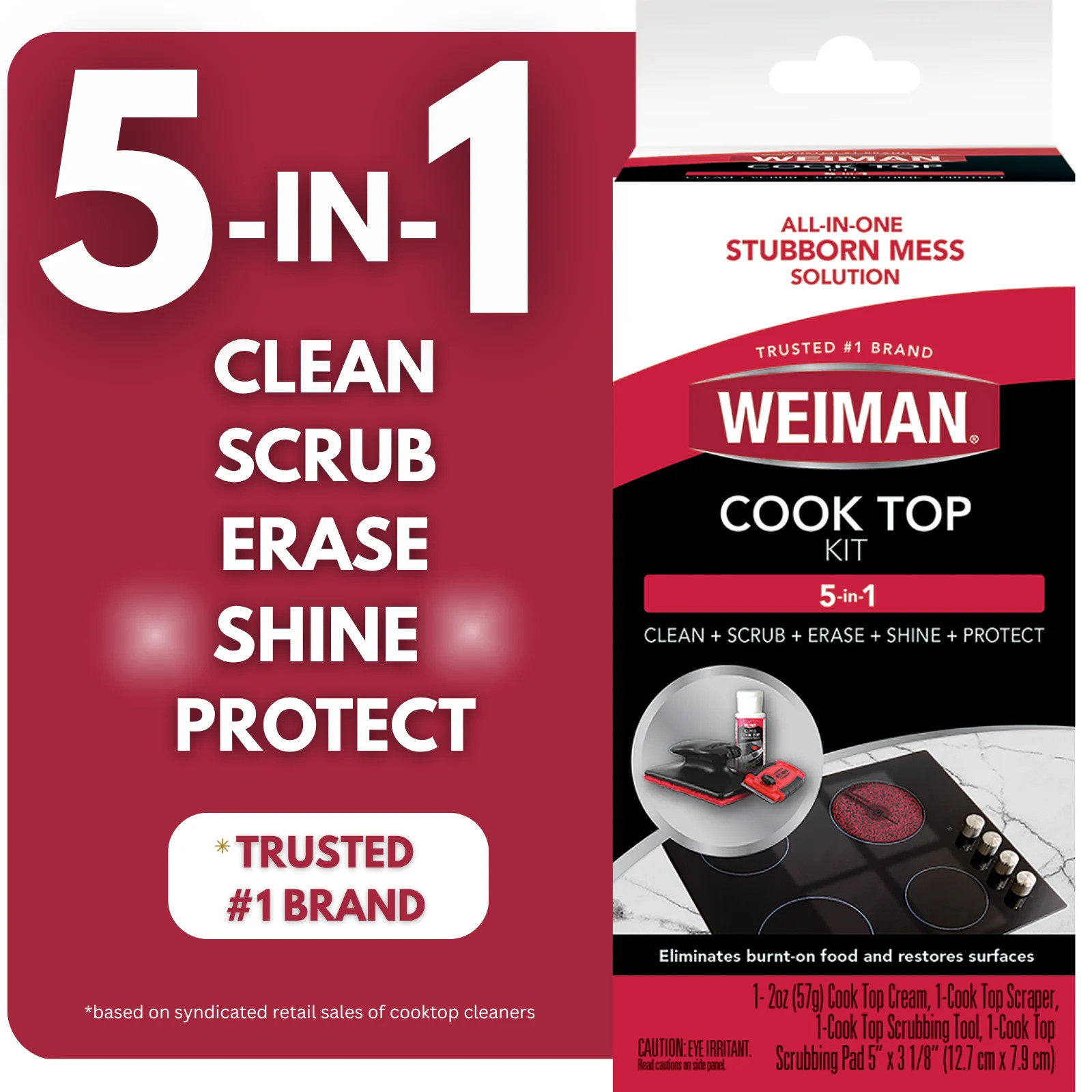 Weiman Glass Stove Top Complete Cleaning Kit Cleaner Scrubber & Scraper Included