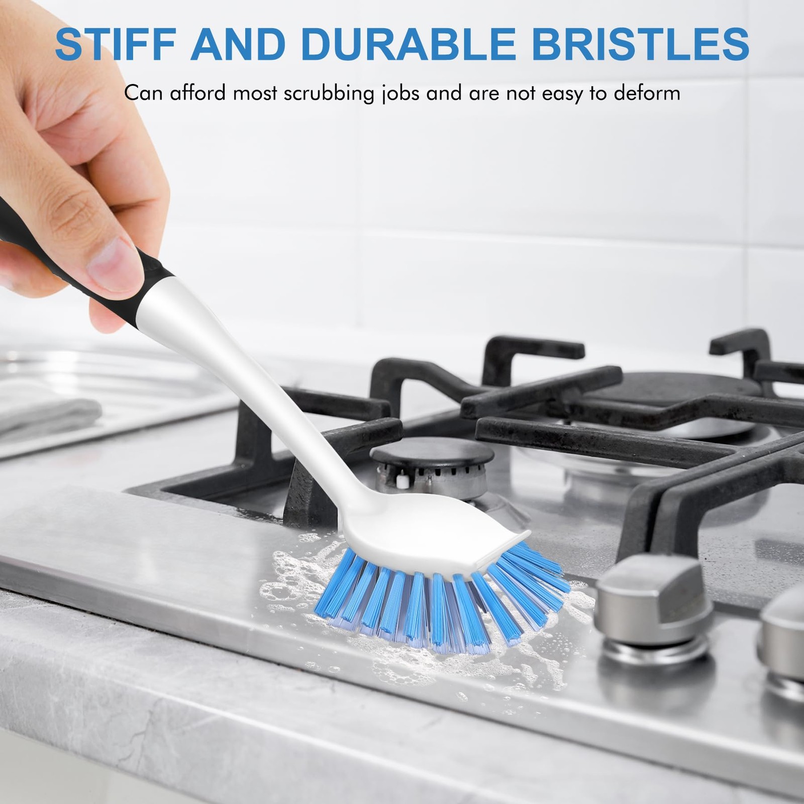 SetSail Dish Brush with Handle, 2Pack Stiff Bristles Dish Scrubber with Built-in
