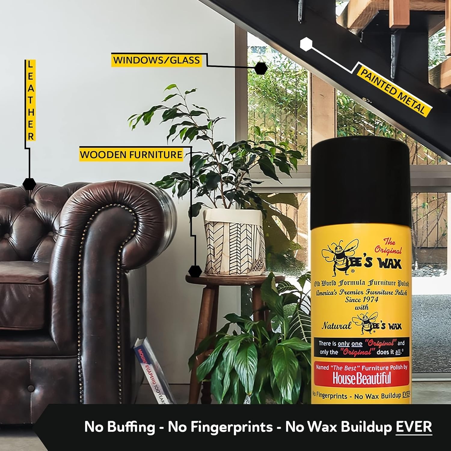 2 Pack Natural Bee’s Wax Polish for Furniture, Car, Leather & Glass Cleaning
