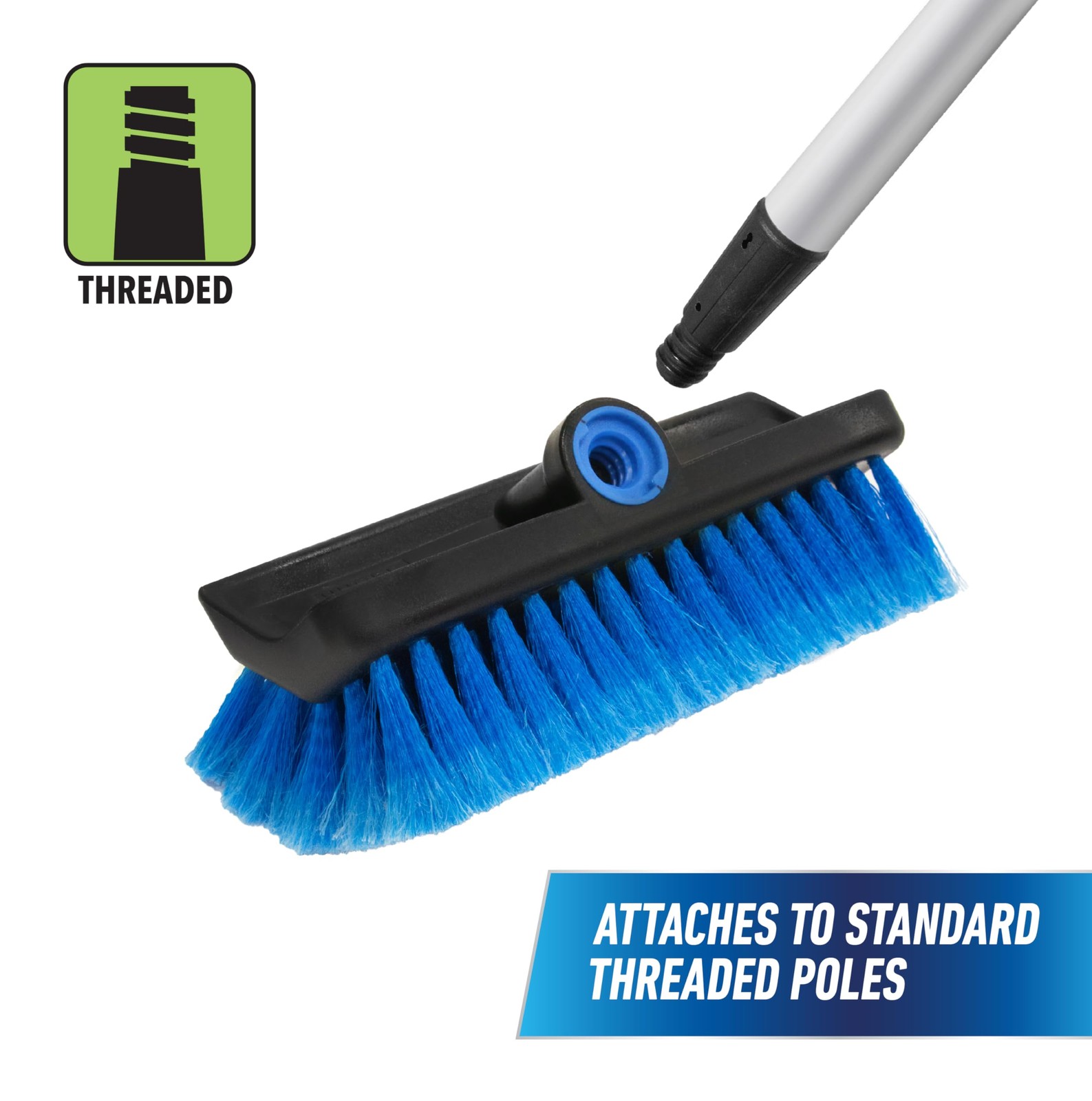 10 Inch Solar Panel Brush Cleaner Head Soft Blue Bristle Scrub Brush with Rubber