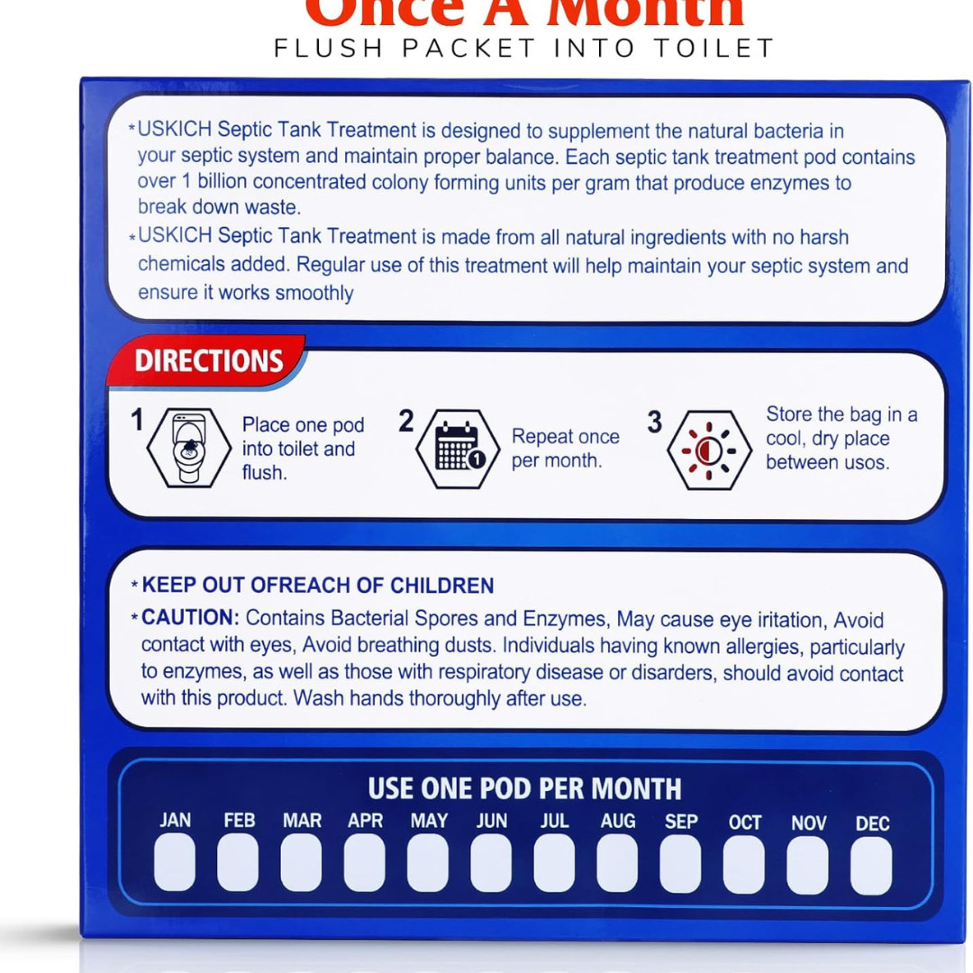 Septic Tank Treatment,1 Year Supply Septic Pods (12 pcs),1 Flush per Month Septi