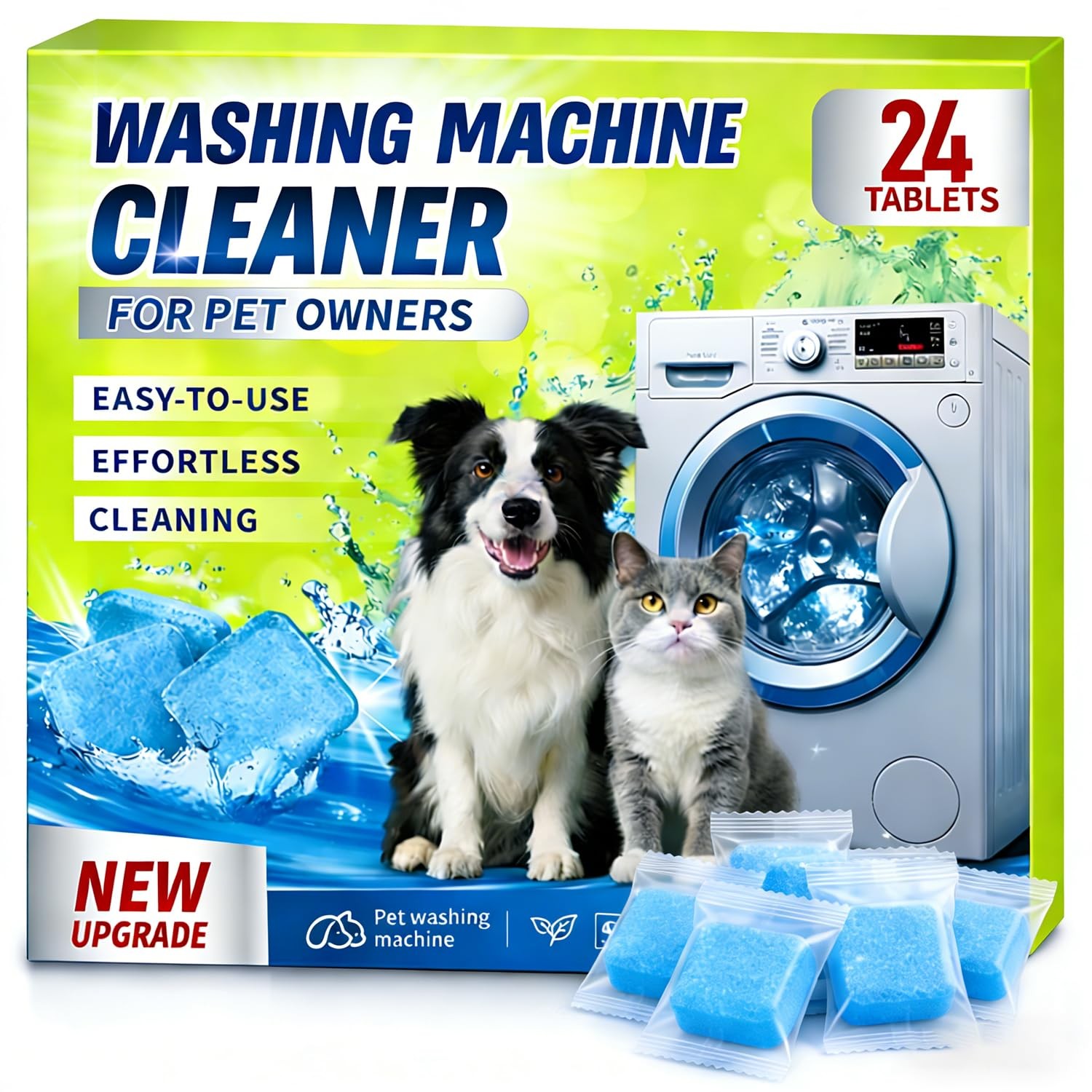 Enzyme Washer Cleaner Tablets Pet Odor Hair Remover Deep Clean HE Front Top Load