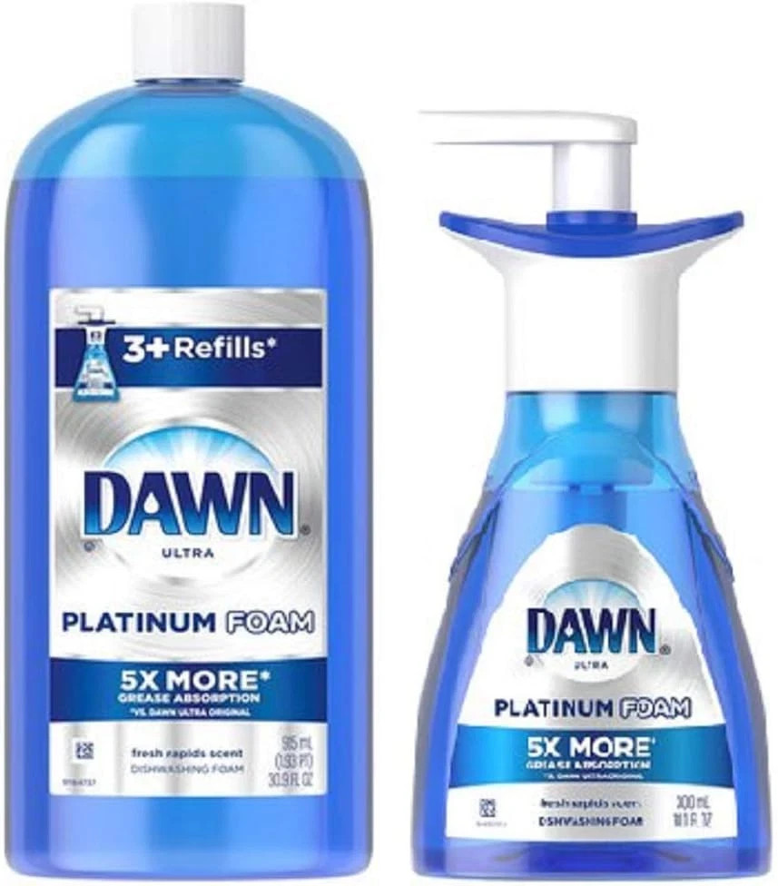 Dawn Platinum Erasing Dish Foam, Dishwashing Soap Pump and Refill Fresh Rapids S