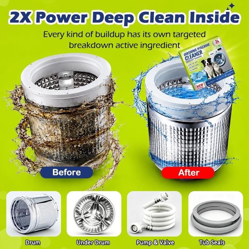 Enzyme Washer Cleaner Tablets Pet Odor Hair Remover Deep Clean HE Front Top Load