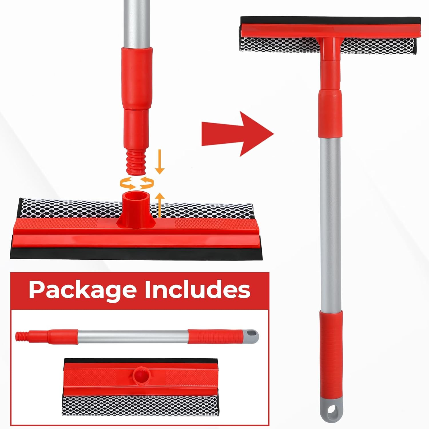 Windshield Cleaner Tool 2 in 1 Car Window Squeegee with Extendable