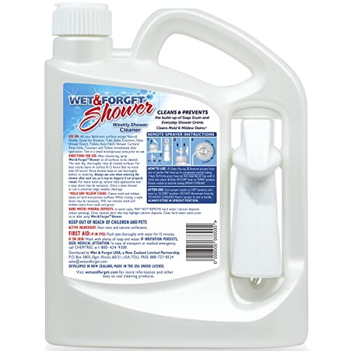 Wet & Forget Shower Cleaner Spray, No-Scrub Weekly Bathroom Cleaner, 64 fl oz