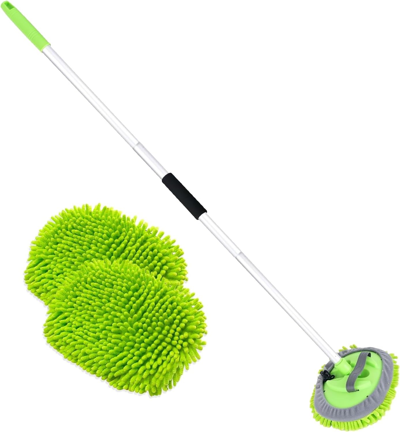 62″ Microfiber Car Wash Brush Mop Kit with Long Handle & Replacement Head