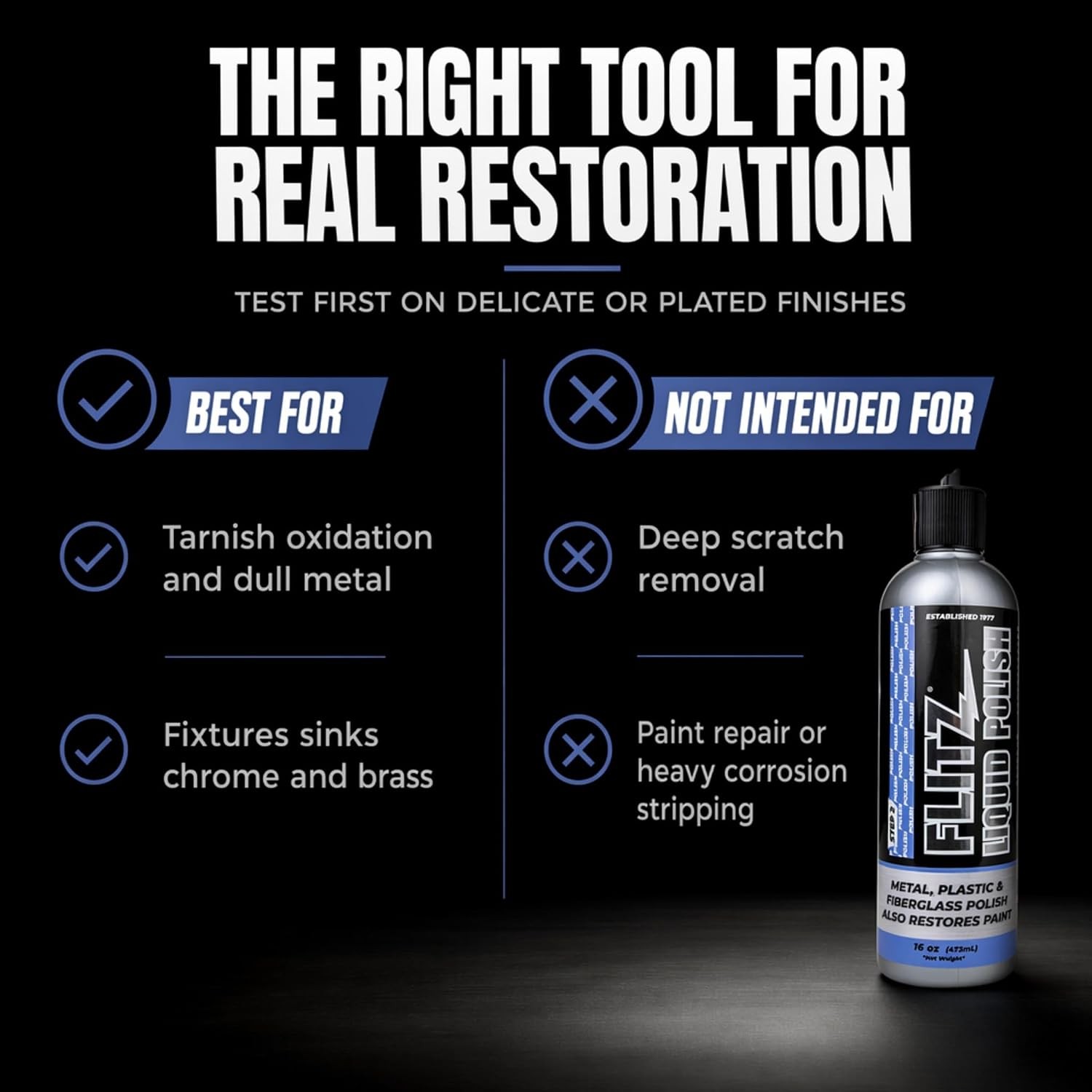 FLITZ All Metal Polish 16oz/473ml Liquid Formula (SEE VIDEO) Factory Seconds