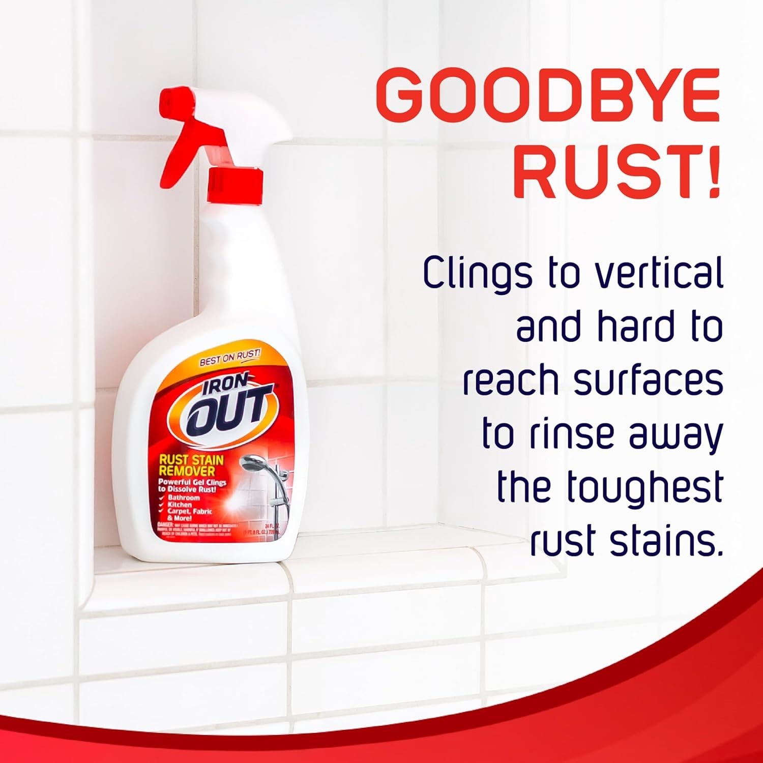 Iron OUT Rust Stain Remover Spray Gel, Remove Rust Stains in Bathrooms, 24 Ounce