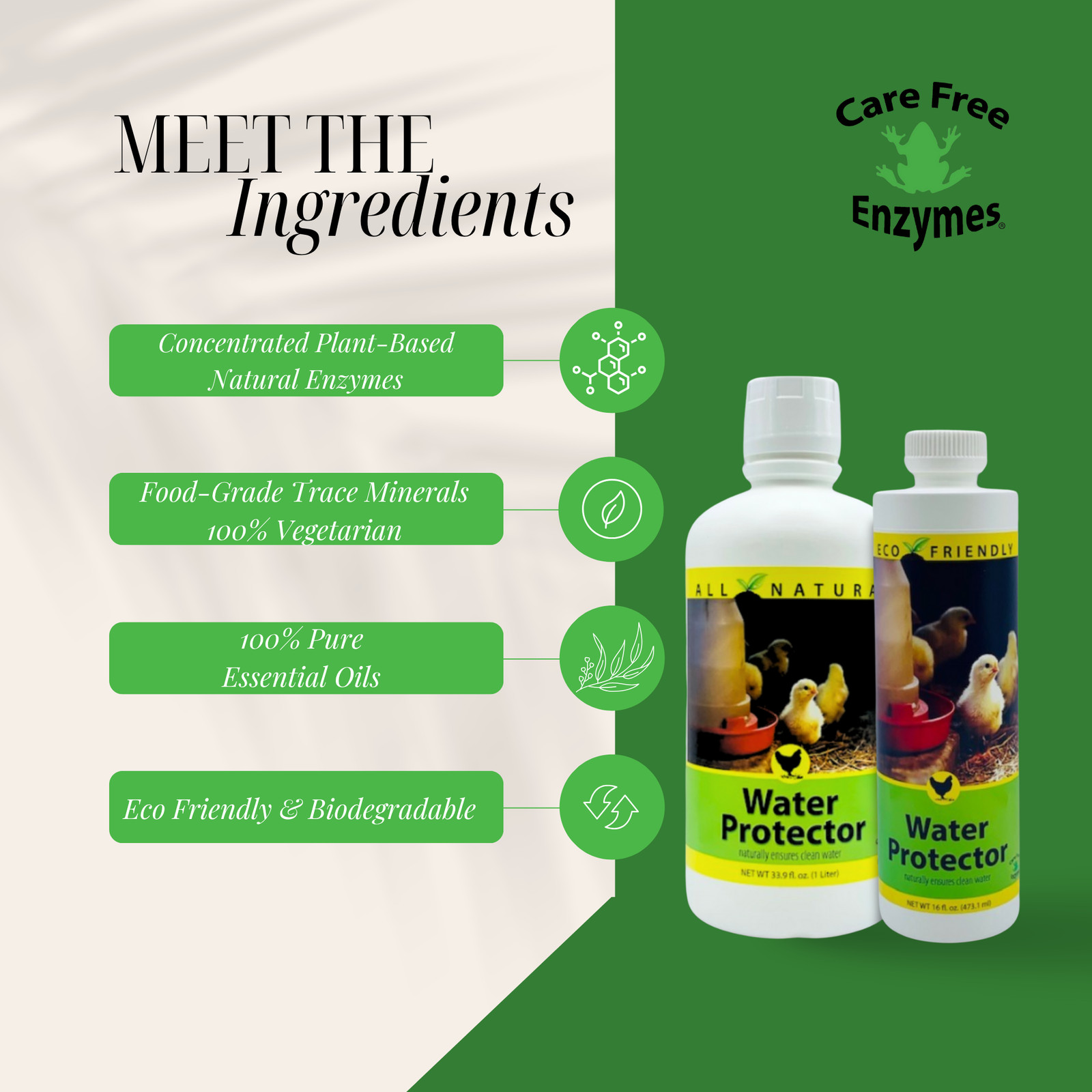 Natural Poultry Water Protector | Keeps Drinkers Clean & Slime-Free | 16 oz, 33.