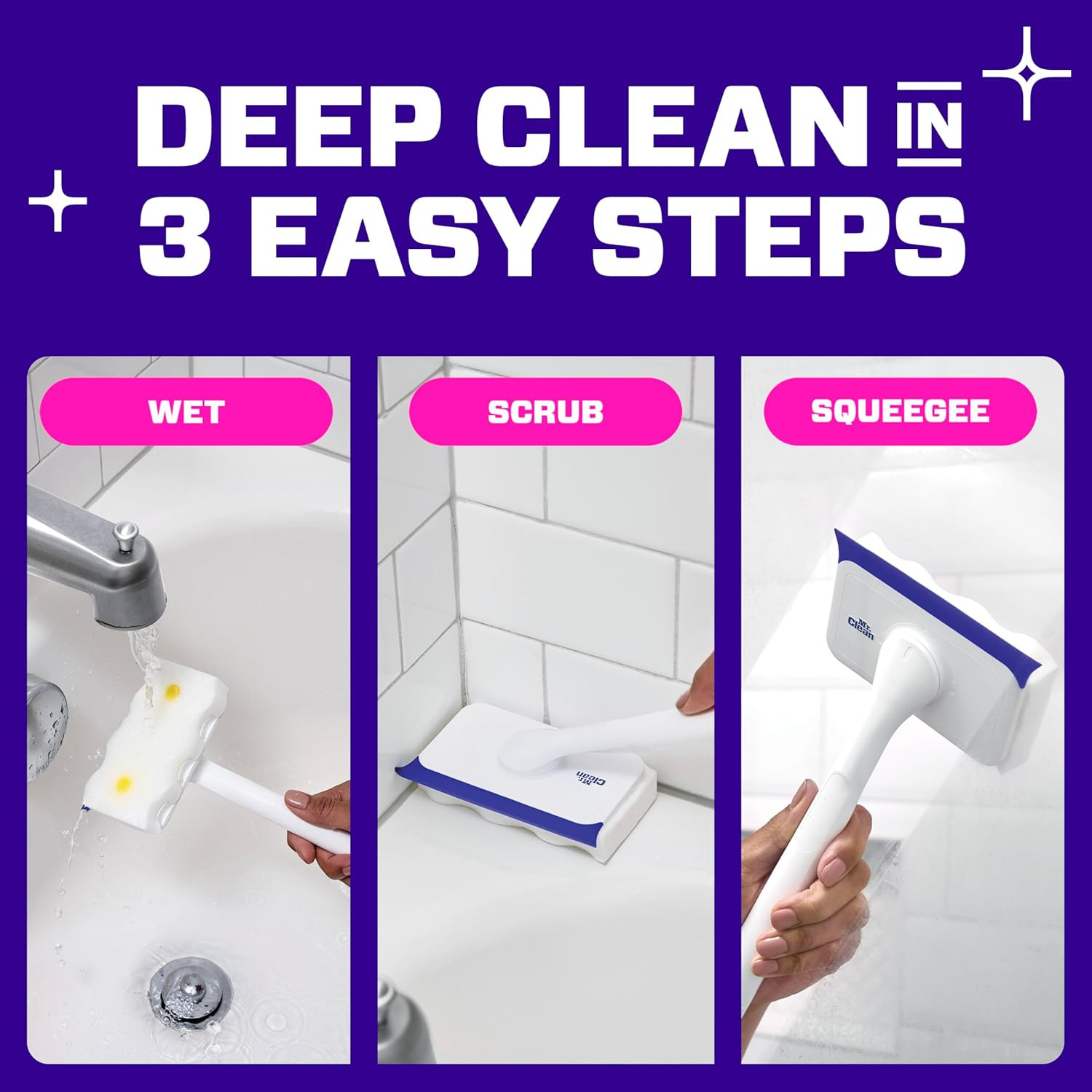 Mr. Clean Magic Eraser Shower & Tub Scrubber, Bathroom Cleaner, All in One Bathr