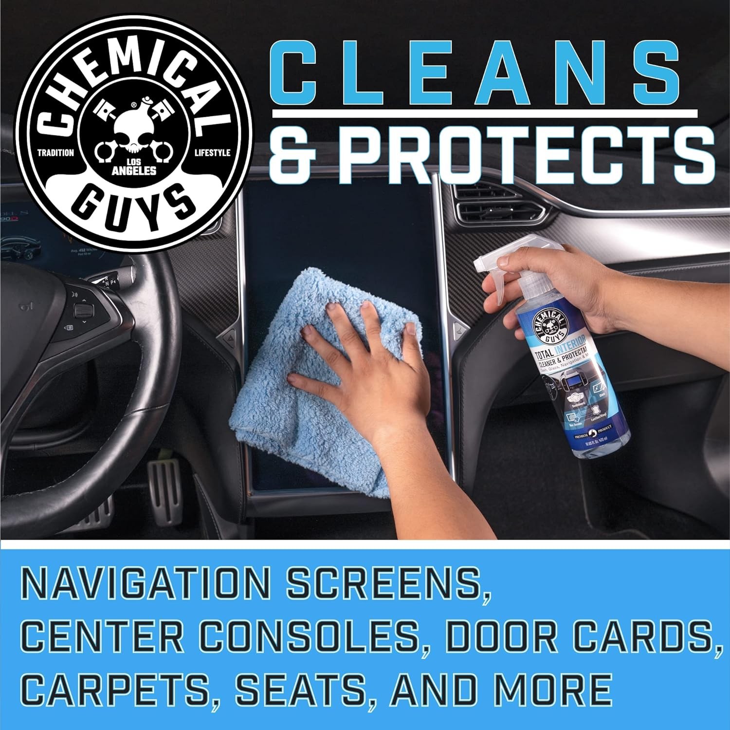 Chemical Guys Total Interior Cleaner Protectant 16oz Leather Vinyl Plastic Glass