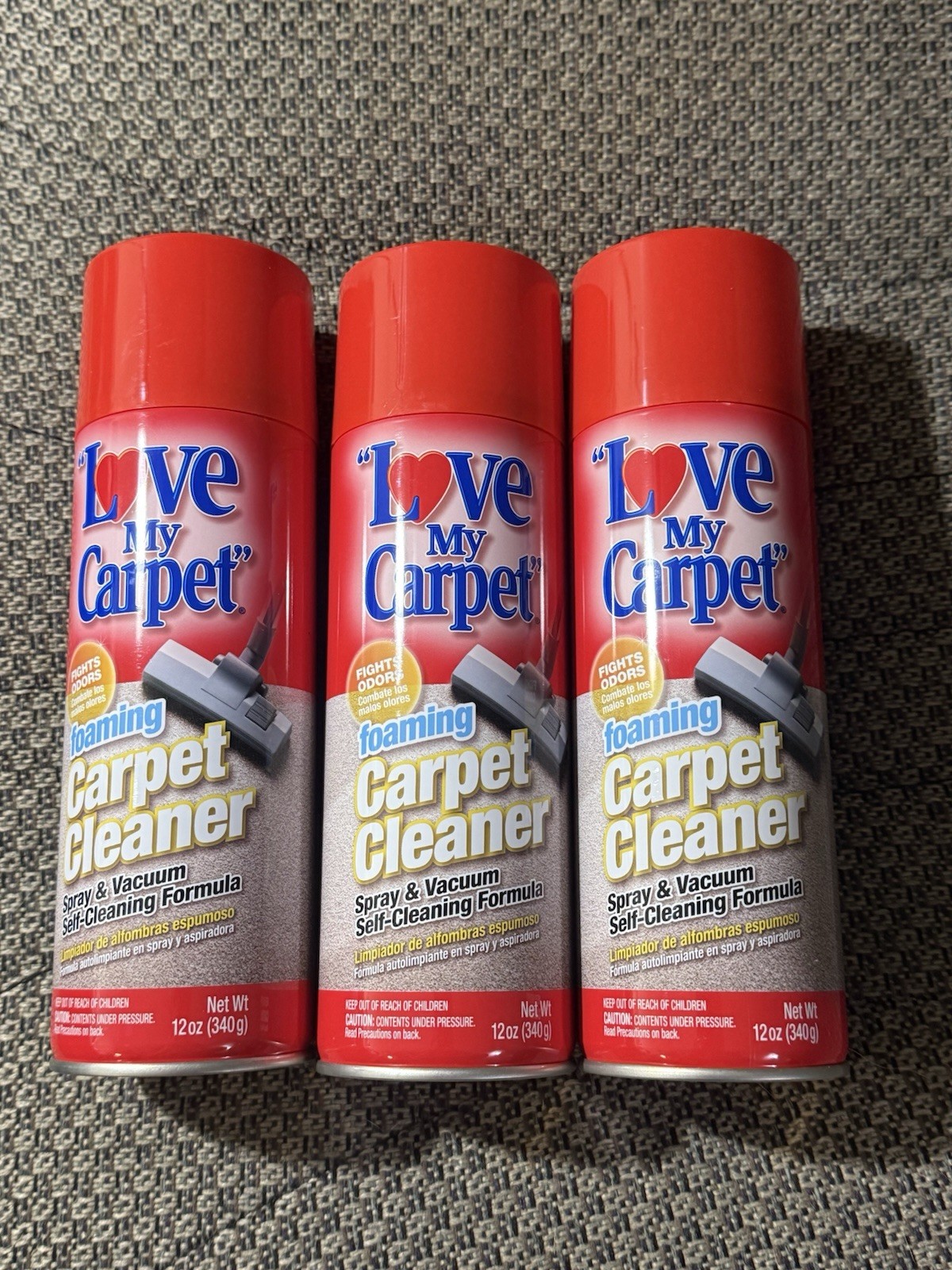 3 Pk Love My. Carpet Cleaner Foam 12 Oz Fights Odor Spray & Vacuum