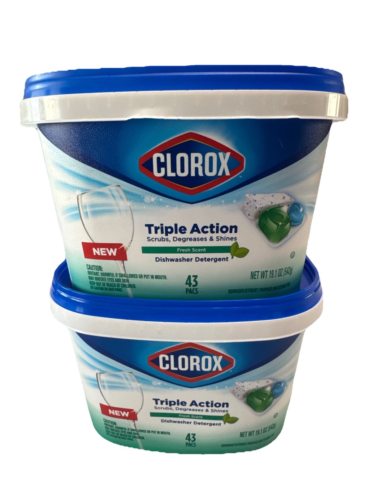 2 Pack Clorox Triple Action Dishwasher Detergent Pods Fresh Scent