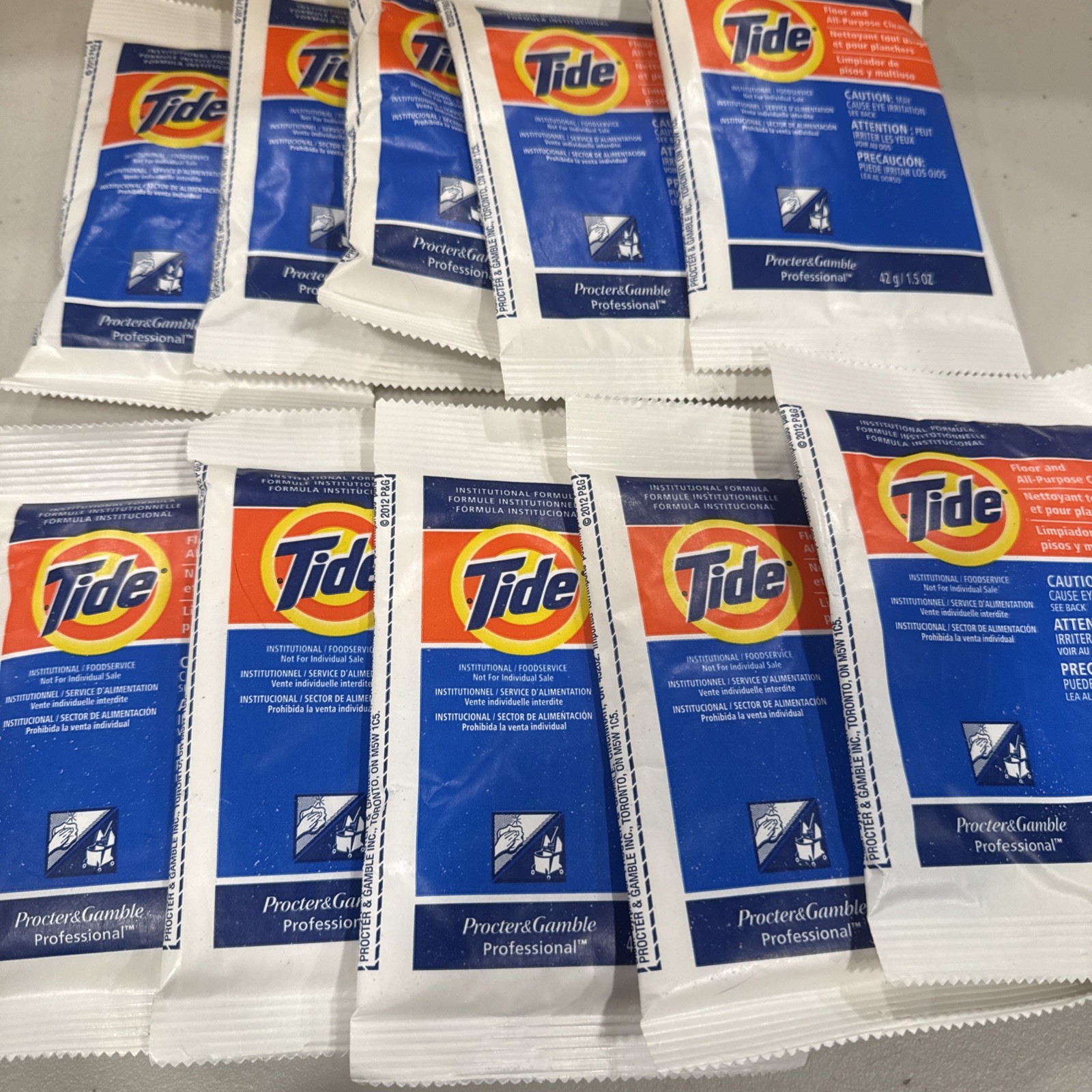 Lot 10 Tide Professional Floor And All-Purpose Cleaner 42g/1.5 Oz New Packs