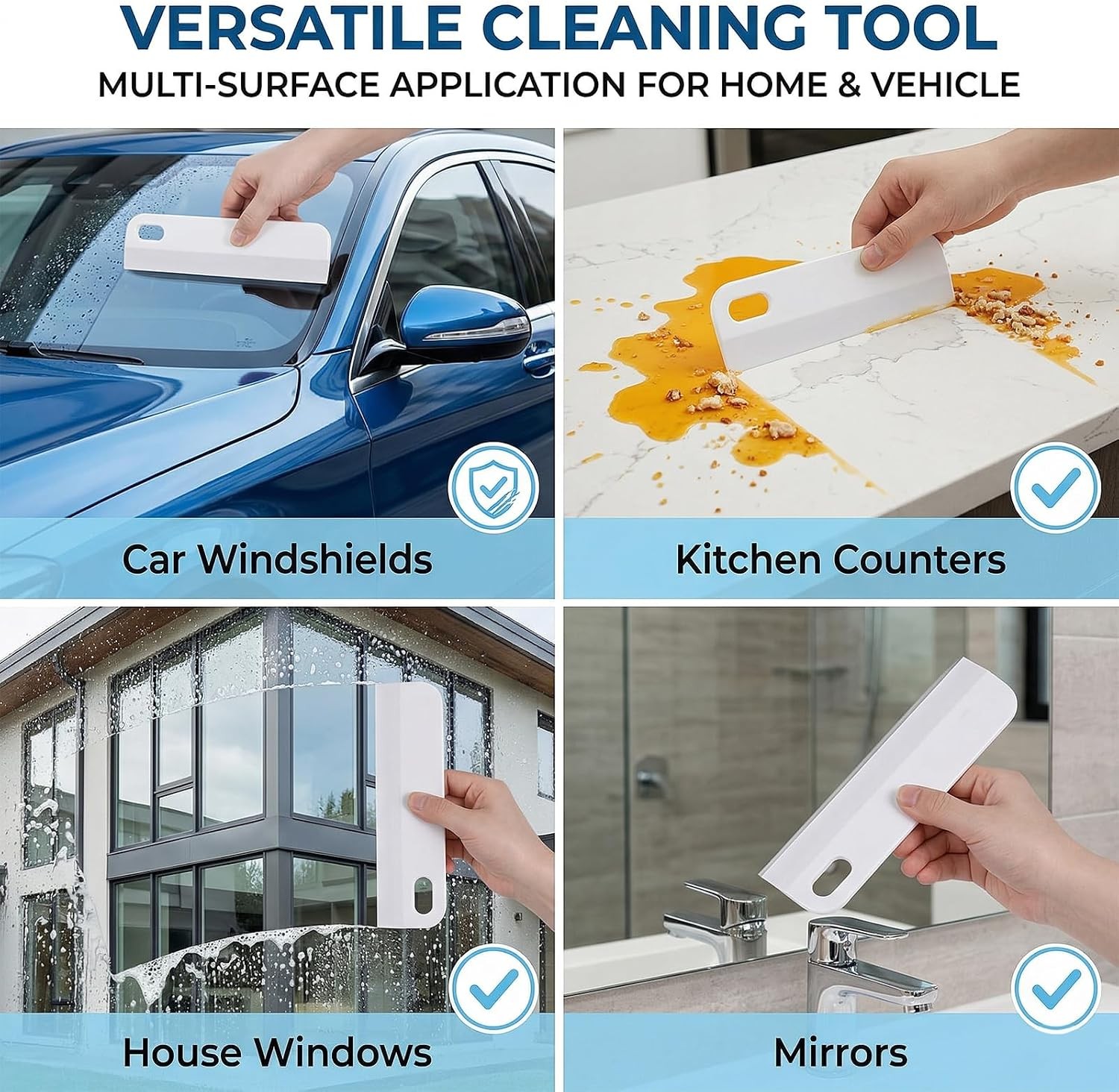 Mini Squeegee for Car, 2 PCS Small Sink Squeegees Soft Rubber Squeegee