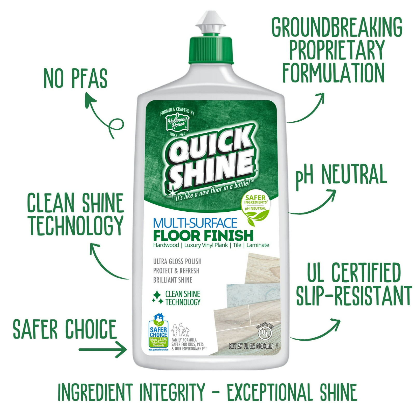 Multi-Surface Floor Finish, 27 Fl. Oz., Cleaner & Polish (2 Pack)