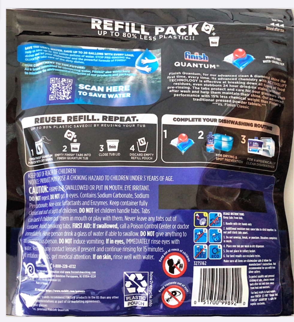 Finish Powerball Quantum Dishwasher Detergent 50 Tabs *safe for septic system*