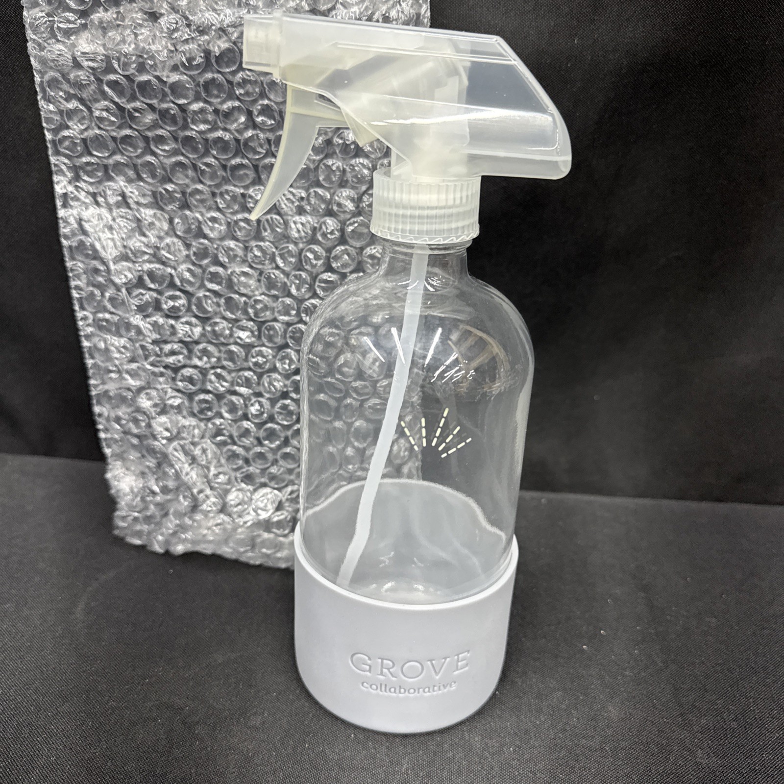 Grove Collaborative 16oz Glass Spray Bottle With Gray Silicone Sleeve New