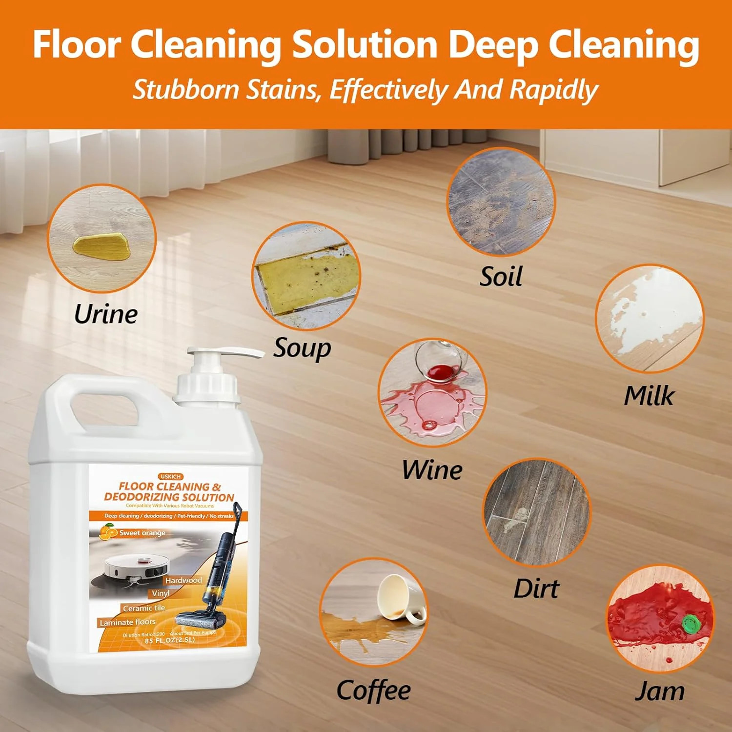 Floor Cleaning Solution- 85 FL OZ-Floor Cleaner for Mopping with Tineco,Deep Cle