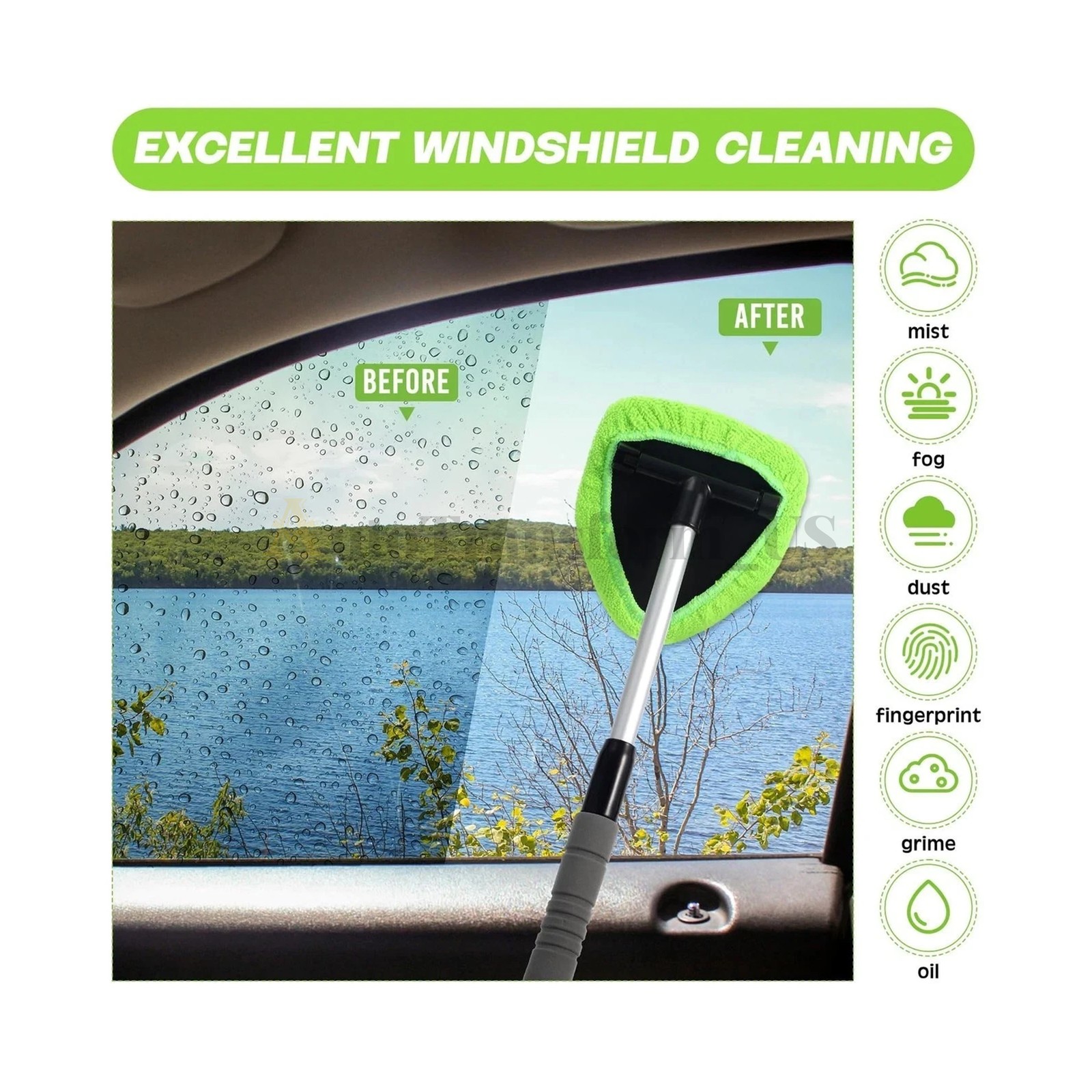 Windshield Cleaning Tool Kit Extendable Car Window Glass Wiper Cleaner Brush Pad