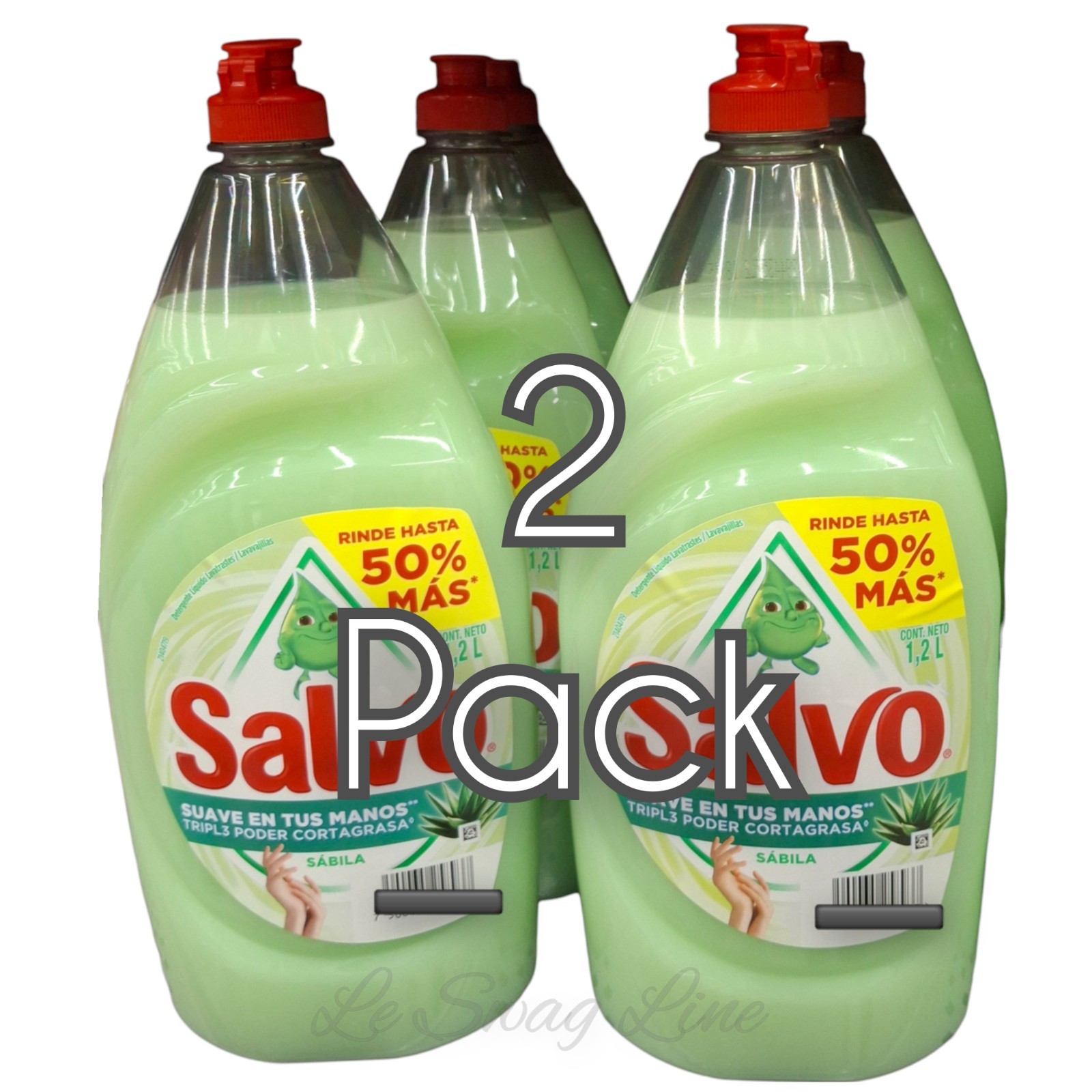 2 Pack Salvo Sábila 1.2L Dish Soap | Lavatrastes Triple Poder Cortagrasa