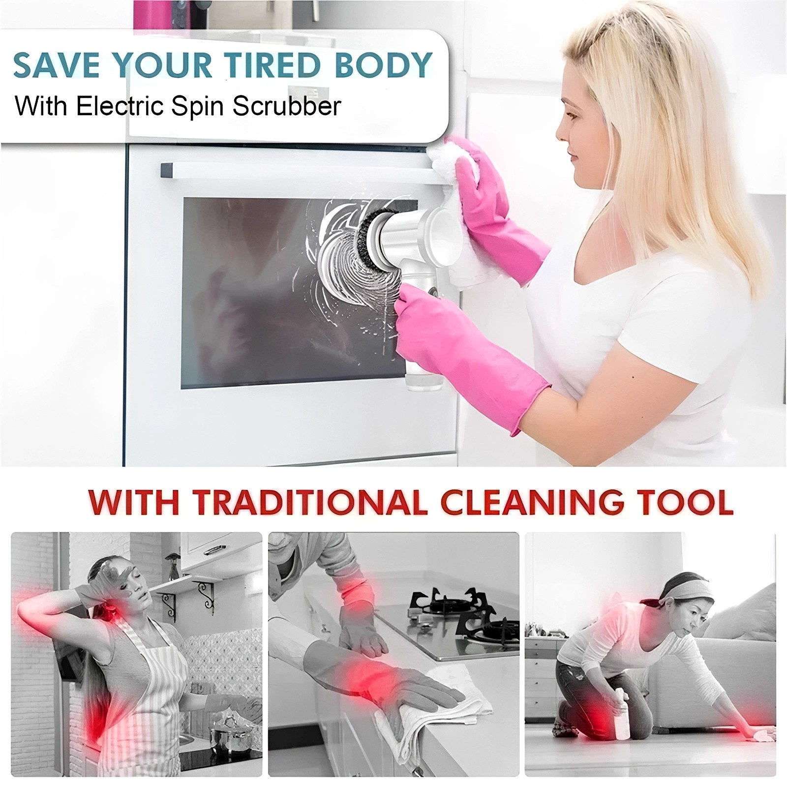 Power Scrubber Cordless Electric, Rotary Spin Cleaning Brush for Tub Floor Shoe