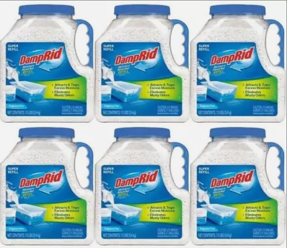 Damp Rid Moisture Absorber 7.5 lb (6 PACK) DampRid Refill Eliminates Odors Fresh