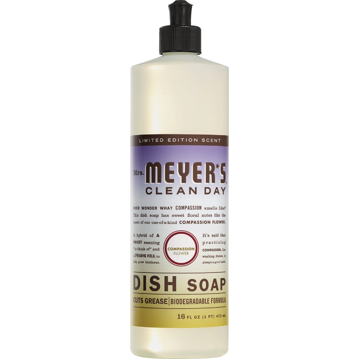 Mrs. Meyer’s Clean Day 16 Oz. Compassion Flower Liquid Dish Soap 11383 Mrs.