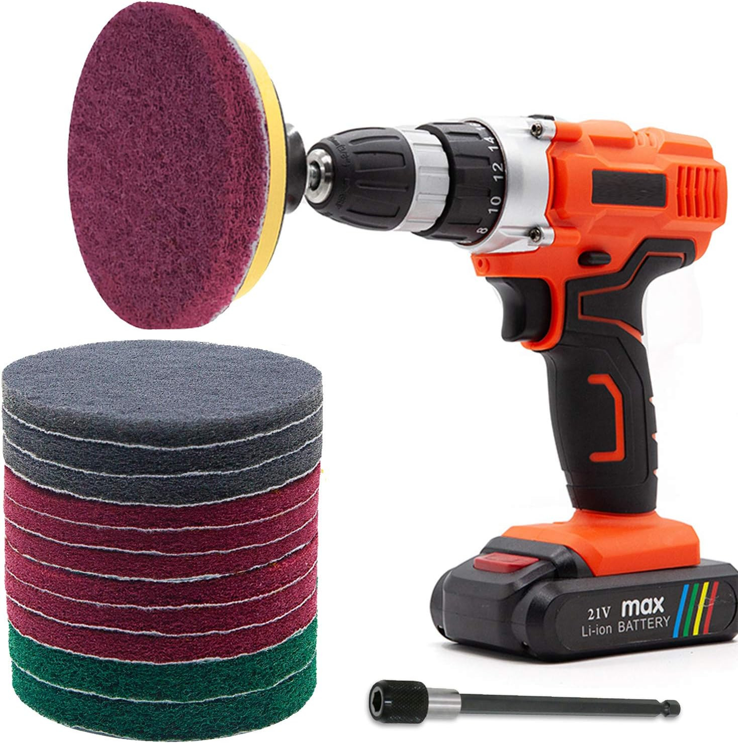 Power Scrub Pads Drill Attachment, 15 Pieces 5 Inch Headlight Restoration Kit C