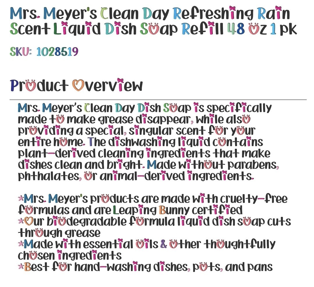 Mrs. Meyers Clean Day Refreshing Rain Liquid Dish Soap Refill 48oz