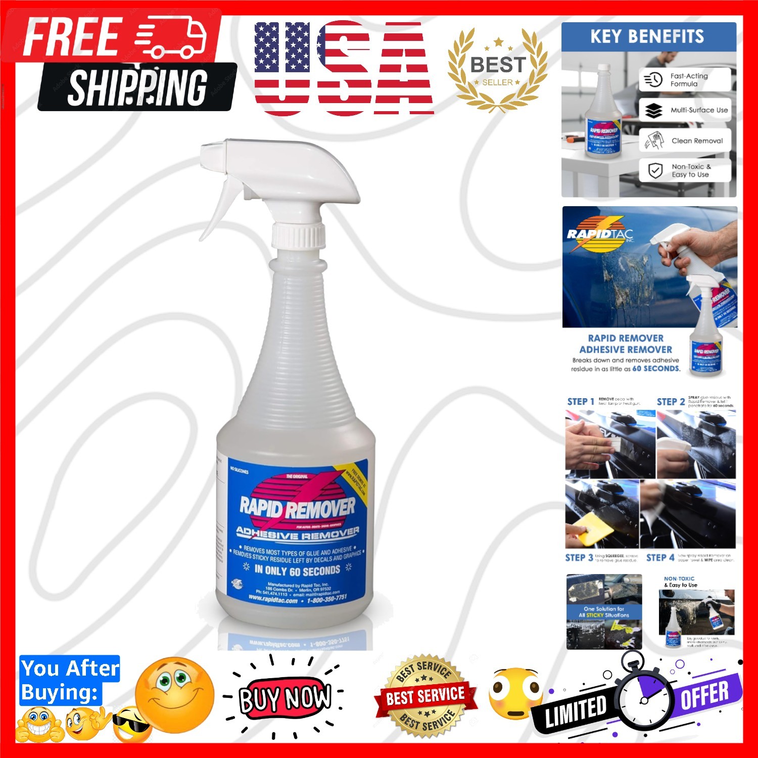 Rapid Remover Adhesive Remover 32 oz | Removes Most Adhesives in 30–60 Second…