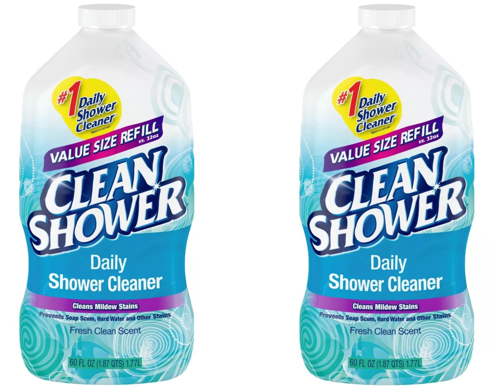 2 Set / Clean+Shower++No+Scent+Basin+Tub+and+Tile+Cleaner++60+oz.+Liquid